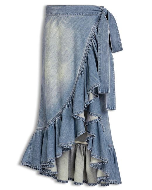 Alaïa Blue Denim Skirt With Ruffle