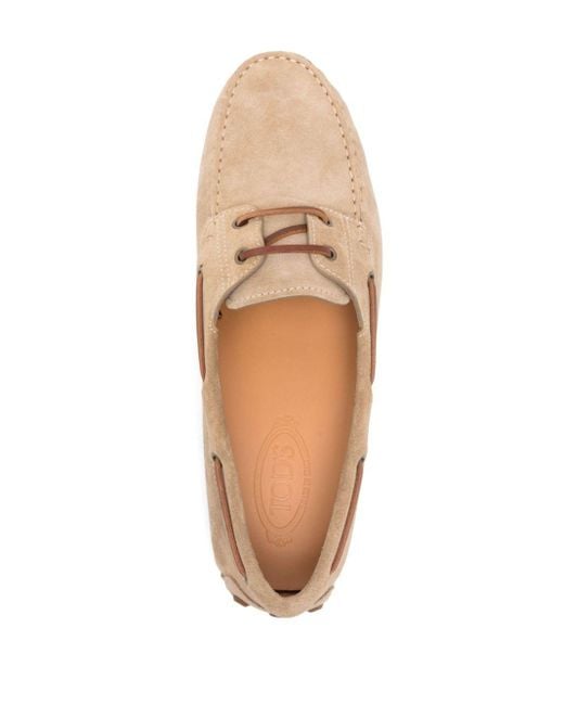Tod's Natural Suede Flat Shoes With Woven Ties for men