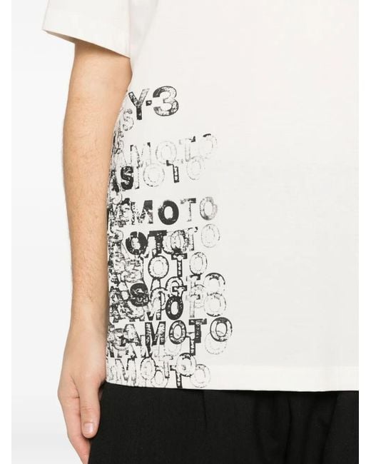 Y-3 White Gfx Short Sleeves Tee for men