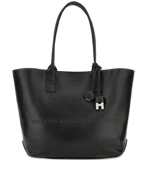 Hogan Black Address Media Shopping Bag
