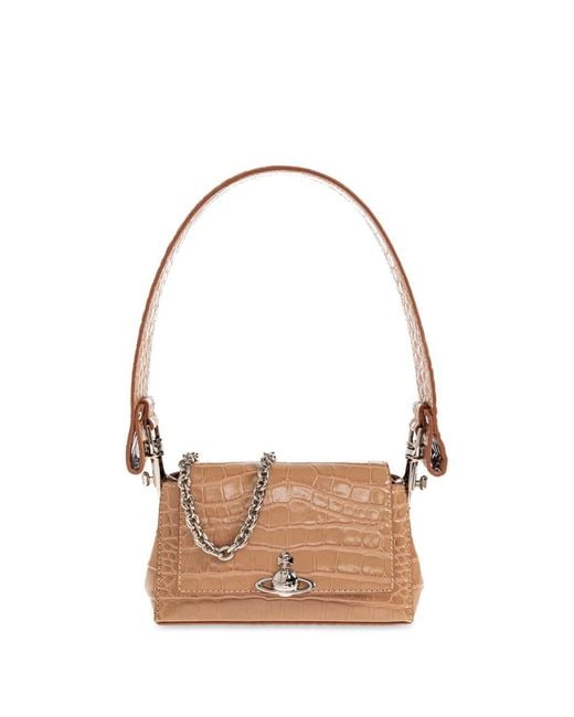 Vivienne Westwood Pink Hazel Small Croc-Effect Embossed Leather Handbag