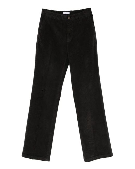 Cellar Door Black Rosa Corduroy Straight-Leg Trousers