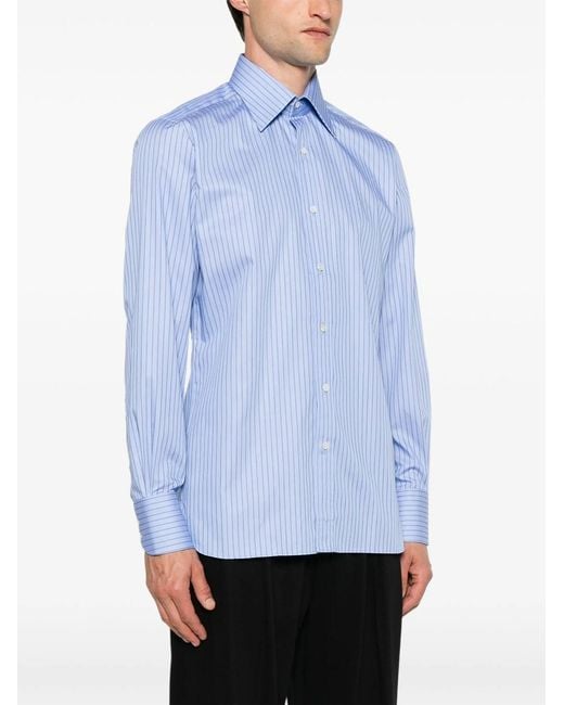 Tom Ford Blue Striped Cotton Shirt for men