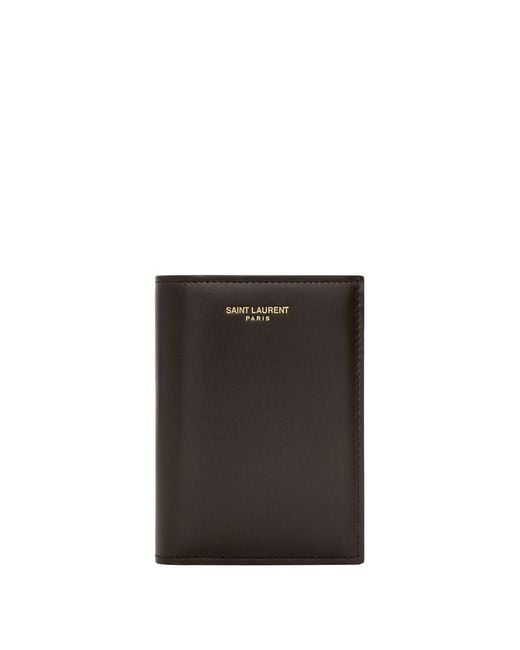 Saint Laurent White Credit Card Holder Paris In Smooth Bicolor for men