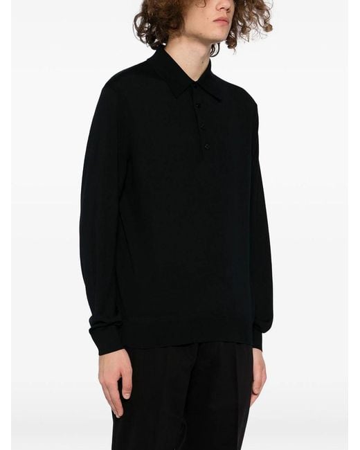 Tom Ford Black Wool Knitted Polo for men