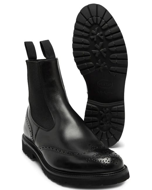 Tricker's Black Henry Chelsea Boots With Brogue Details for men