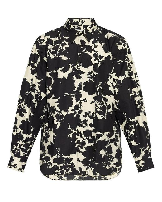 Dries Van Noten Black Croom Patterned Cotton Shirt for men