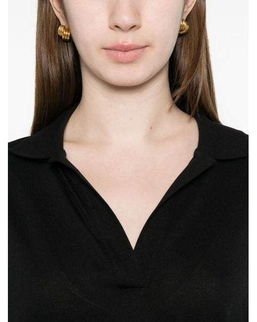 Herno Black Solid Shirt Collar Polo