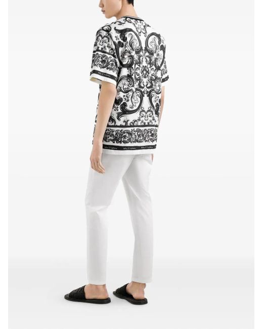 Dolce & Gabbana Black And Crewneck T-Shirt With All-Over Graphic Print for men