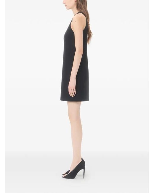 Valentino Garavani Black Rhinestone Snake Embroidery Crepe Couture Short Dre