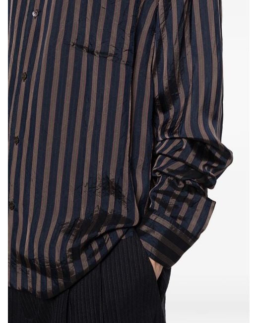 Dries Van Noten Black Carly Striped Cupro Shirt for men