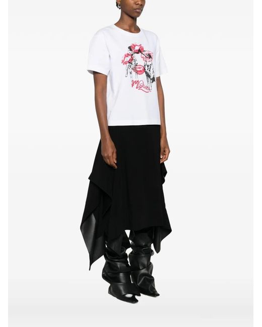 McQueen White Dalmatian-Print T-Shirt