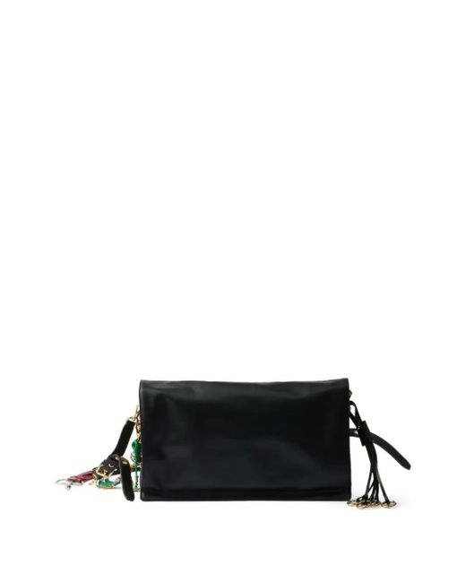 Prada Black Soft Sound Large Leather Shoulder Bag With Charms