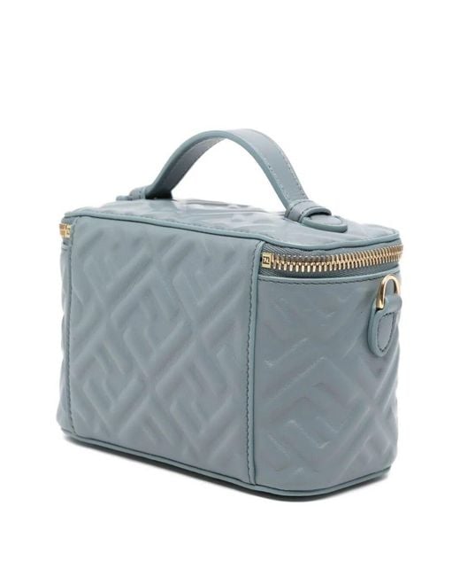 Fendi Blue Vanity Nappa Leather Bag With Ff Motif