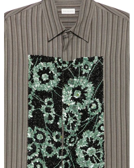 Dries Van Noten Gray Caper Emb Shirt for men
