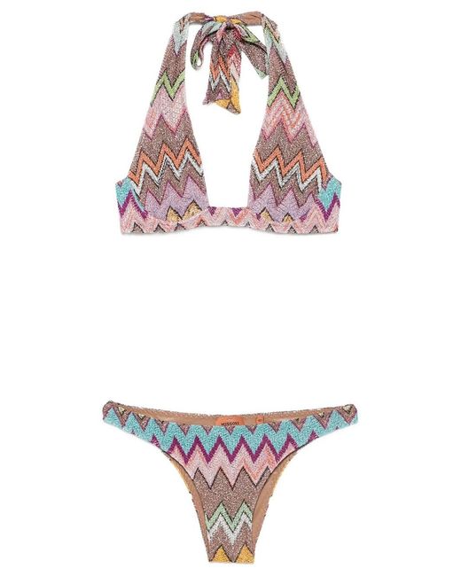 Missoni White Zig-Zag Pattern Bikini