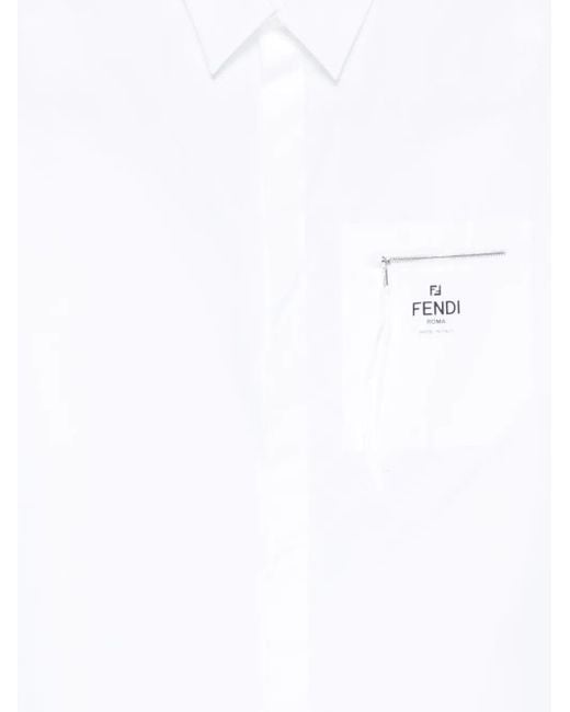 Fendi White Shirt Roma' Pocket for men