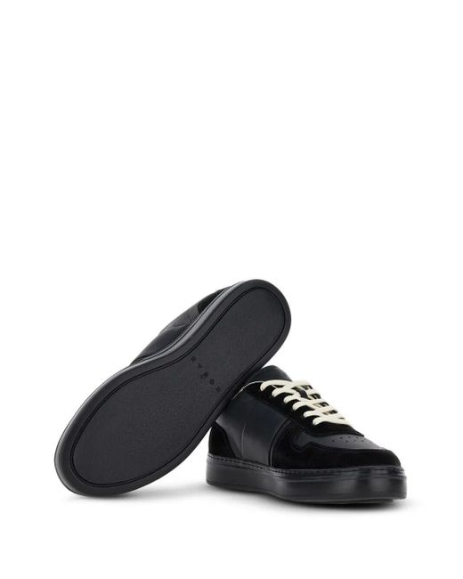 Hogan Black H-Tv Smooth And Suede Leather Sneakers Shoes for men