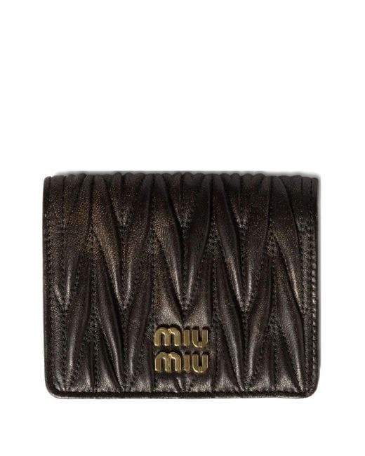 Miu Miu Black Matelassé Leather Wallet
