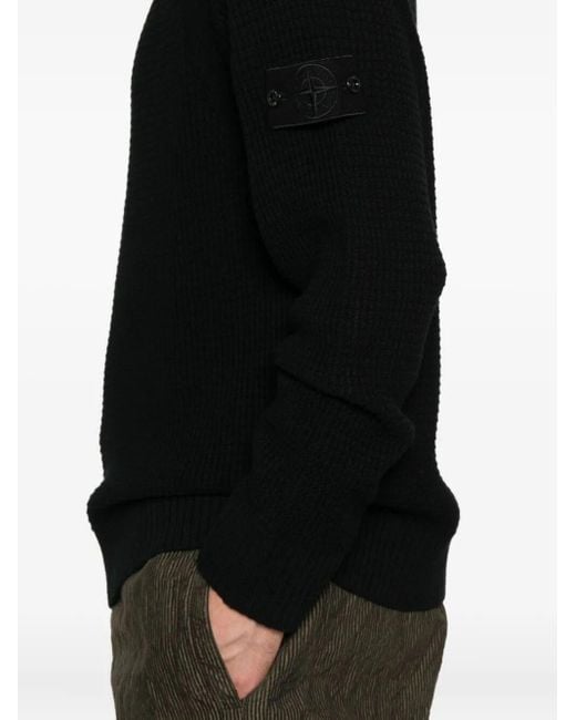 Stone Island Black Crew Neck Sweater for men