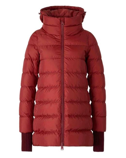 Herno Red Hooded Zip-Up Padded Jacket Clothing