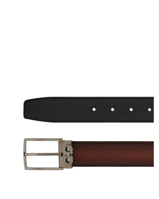 Ferragamo White Textured Logo Buckle Belt for men