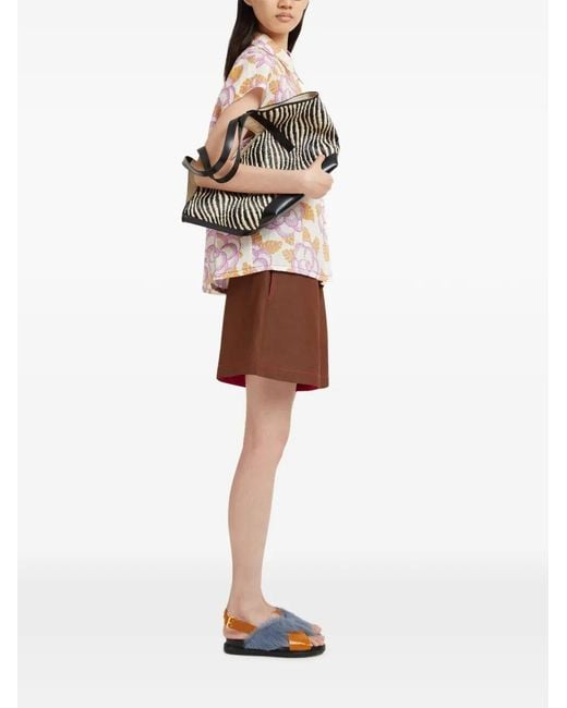 Marni Pink Floral Cap-Sleeved Shirt