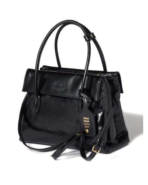 Miu Miu Black Borsa A Mano Vitello Shine