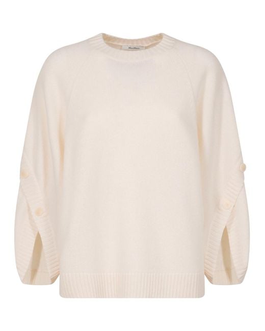 Max Mara Women's Natural Crossover Detail Oversized Wool And Cashmere Sweater Clothing