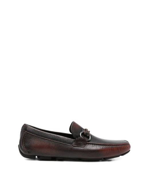 Ferragamo White Front4 Sfumato Leather Driver Loafers for men