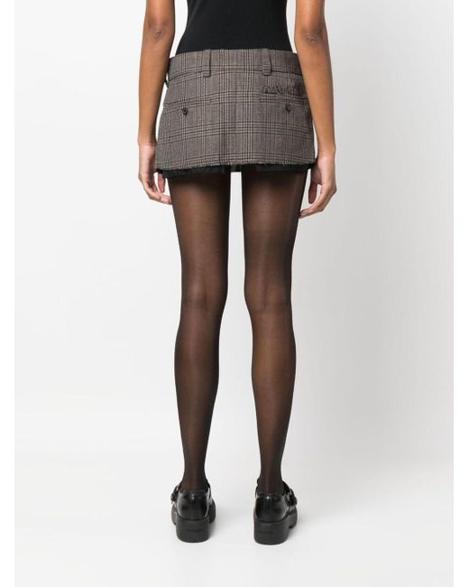 Miu Miu Gray Prince Of Wales Virgin Wool Miniskirt