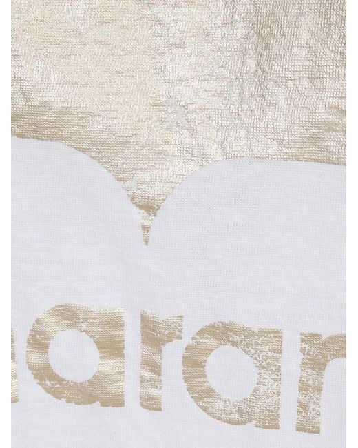 Isabel Marant White Linen T-Shirt With Logo