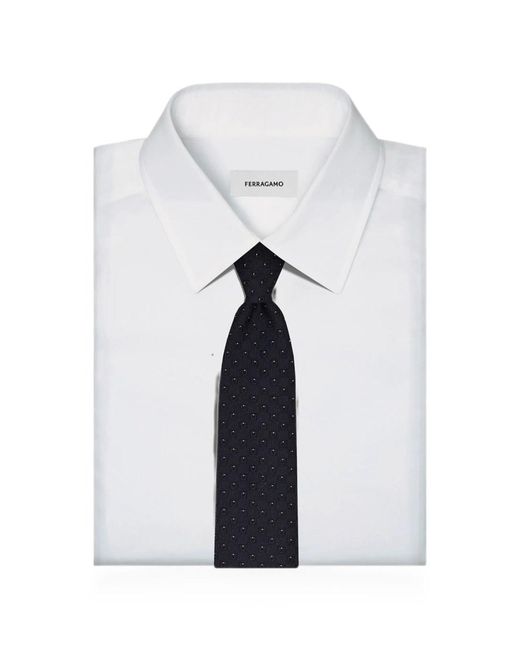 Ferragamo Blue Gancini Silk Jacquard Tie for men