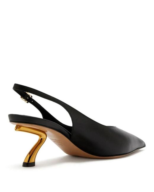 Ferragamo Black Cleya 55 S-Shaped Leather Slingback