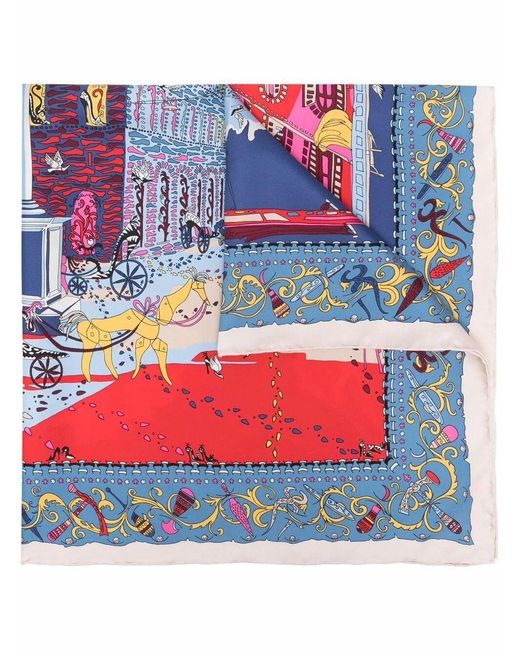 Ferragamo Blue Palazzo Spini Feroni Print Silk Foulard Accessories