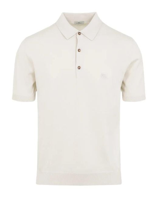 Etro White Buttoned Short-Sleeve Polo Shirt for men