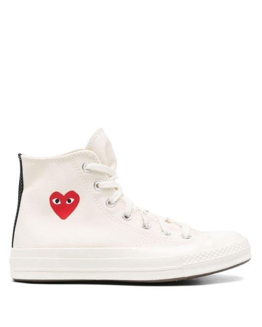 Comme des Garçons White Small Heart High-Top Sneakers Shoes for men
