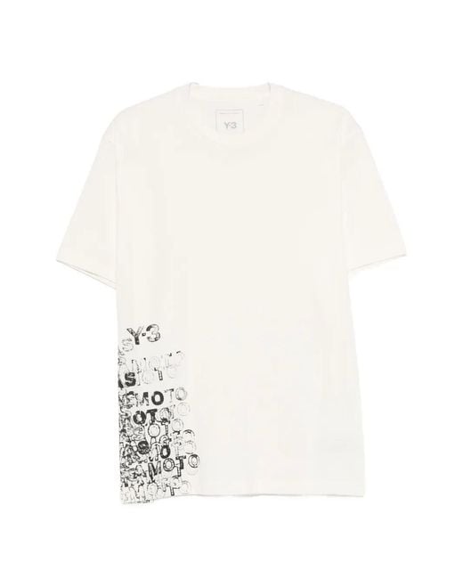 Y-3 White Gfx Short Sleeves Tee for men