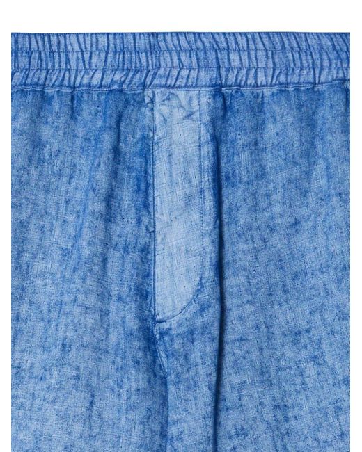 Burberry Blue Logo Linen Shorts for men