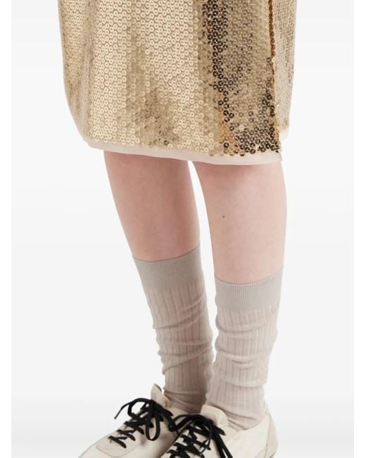 Prada Natural Sequined Pencil Skirt Clothing