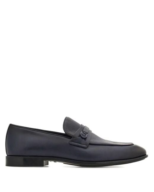 Ferragamo Blue Desio Shaded Leather Loafers Shoes for men