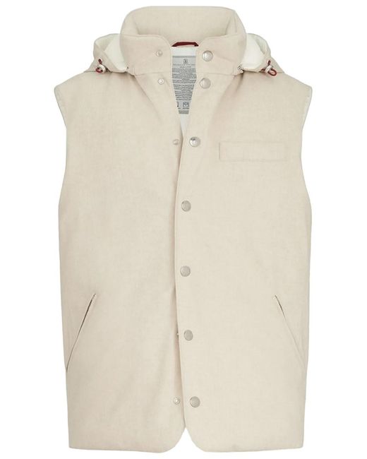 Brunello Cucinelli Natural Sleeveless Down Jacket for men