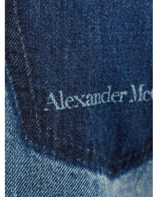 Alexander McQueen Blue Logo-Print Straight-Leg Jeans for men