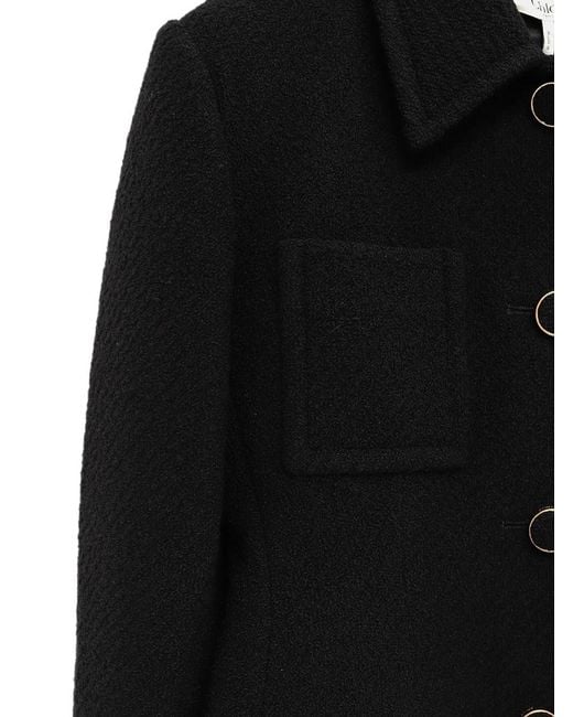 Chloé Black Wool Blend Jacket With Buttons
