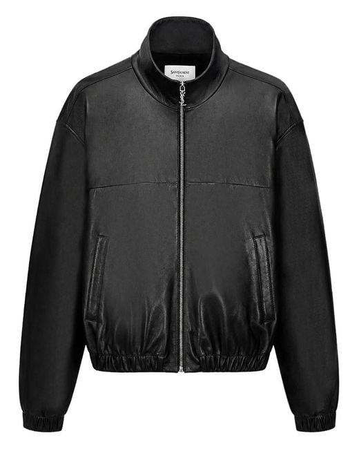 Saint Laurent Black Lamb Leather Jacket Cassandre for men