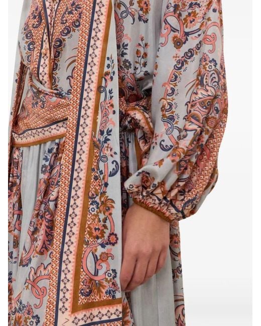 Zimmermann White Aster Tie Neck Silk Blouse