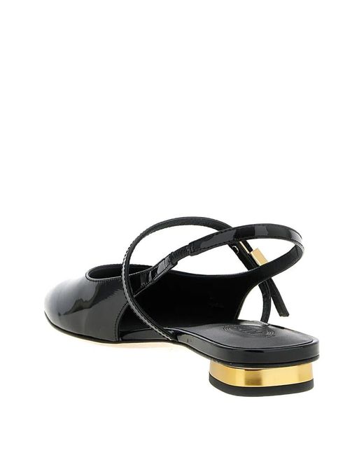 Tod's Black Patent Leather Mary Janes With Covered Heel