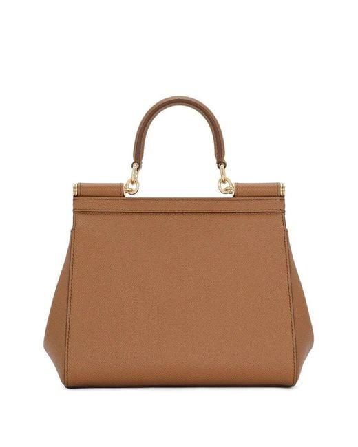 Dolce & Gabbana Brown Small Sicily Hand Bag In Dauphine Calf Leather