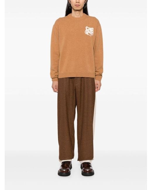 Maison Kitsuné Brown Pullover Regular Inlay Fox Head for men