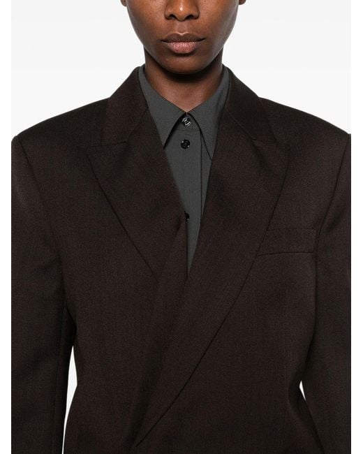 Victoria Beckham Black Single-breasted Blazer In Cacao Moul